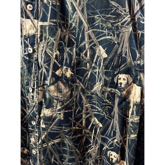 Rugged Earth Outfitters Hunting Dogs Camo Button Down Collared Shirt Large - Picture 6 of 10